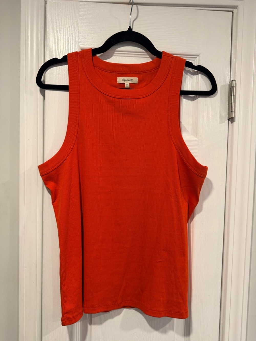 NWOT Madewell Size XL Red Orange Ribbed Supima Cotton Racerback Tank Top Stretch